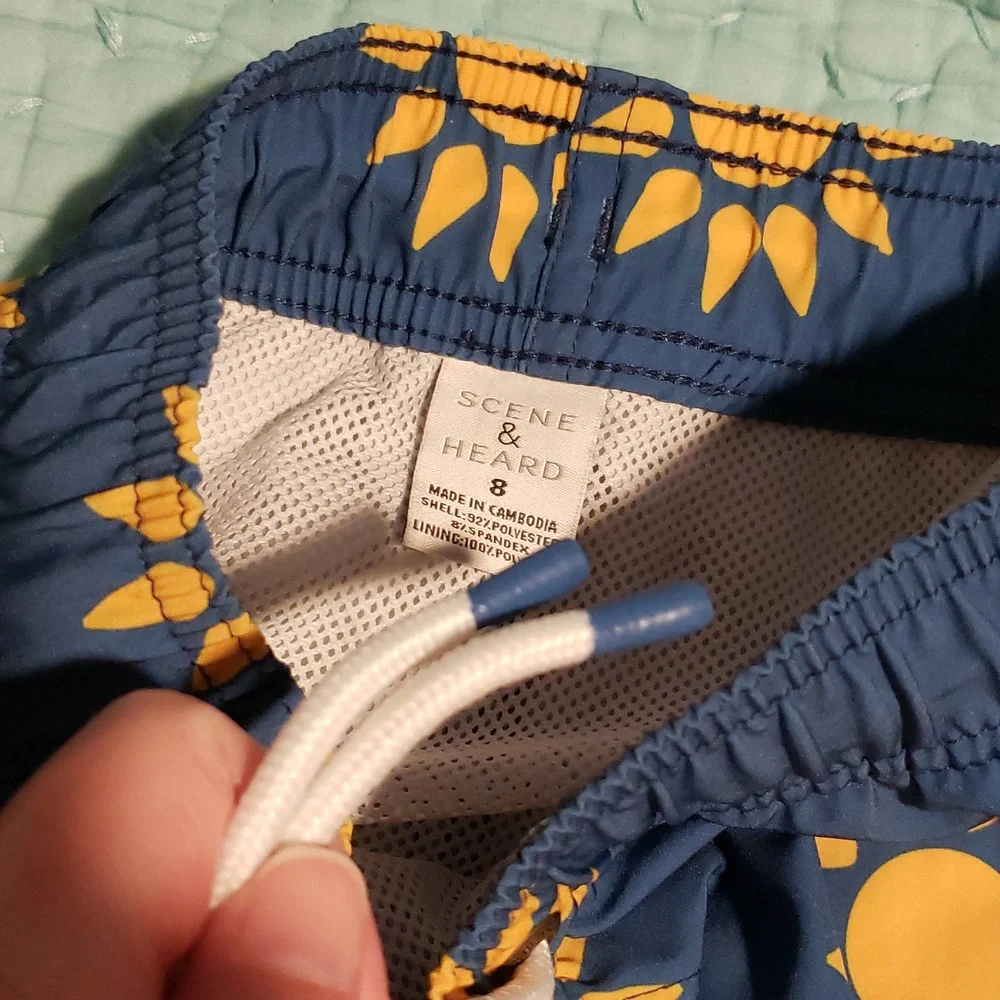 Blue Yellow Sunshine 8 Scene & Heard Swim Shorts Trunks Shorties